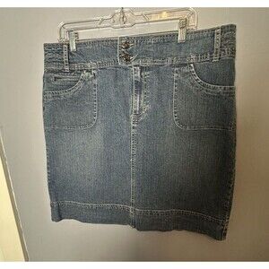 Vintage Code Blue Y2K Khaki Short Denim Jean Skirt size 14